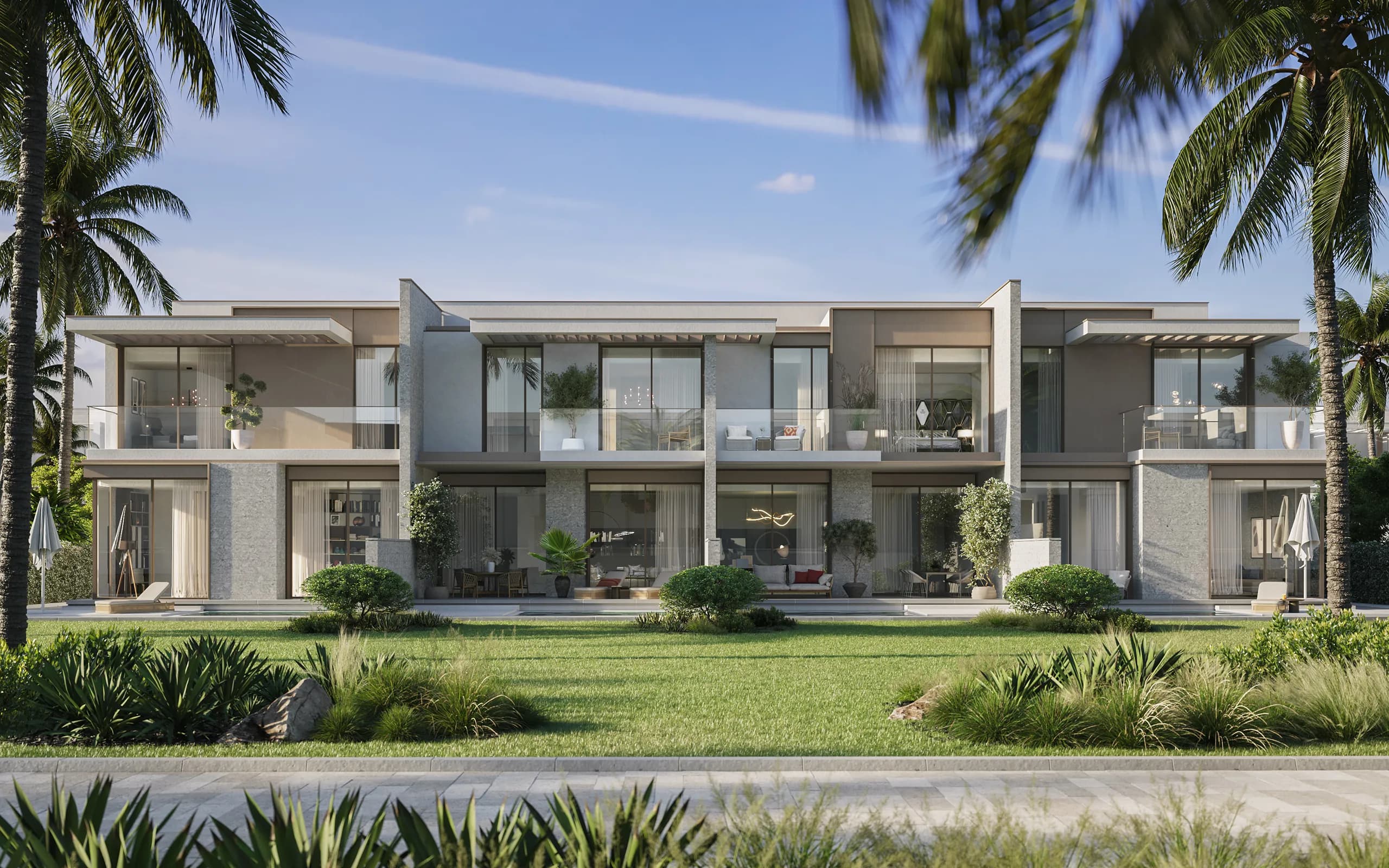 Bay Villas townhouse exterior at Dubai Islands by Nakheel — 3 and 4 bedroom beach townhouses